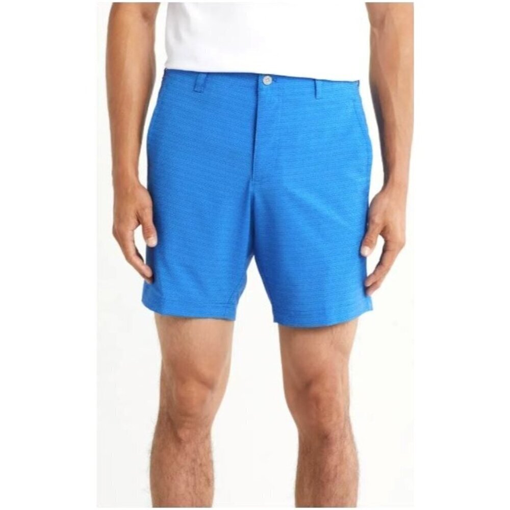 PGA Tour Mens Blue Tonal Print Pockets Golf UPF Sun Protection Shorts Sz 38 New